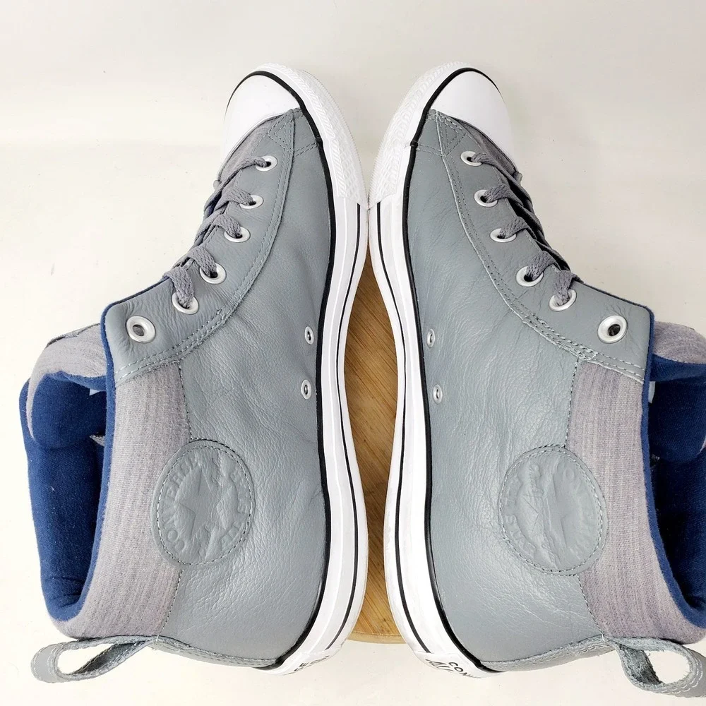 Converse Chuck Taylor All Star Street Mid Shoes Mens 12 Grey Leather Sneaker - Picture 10 of 13